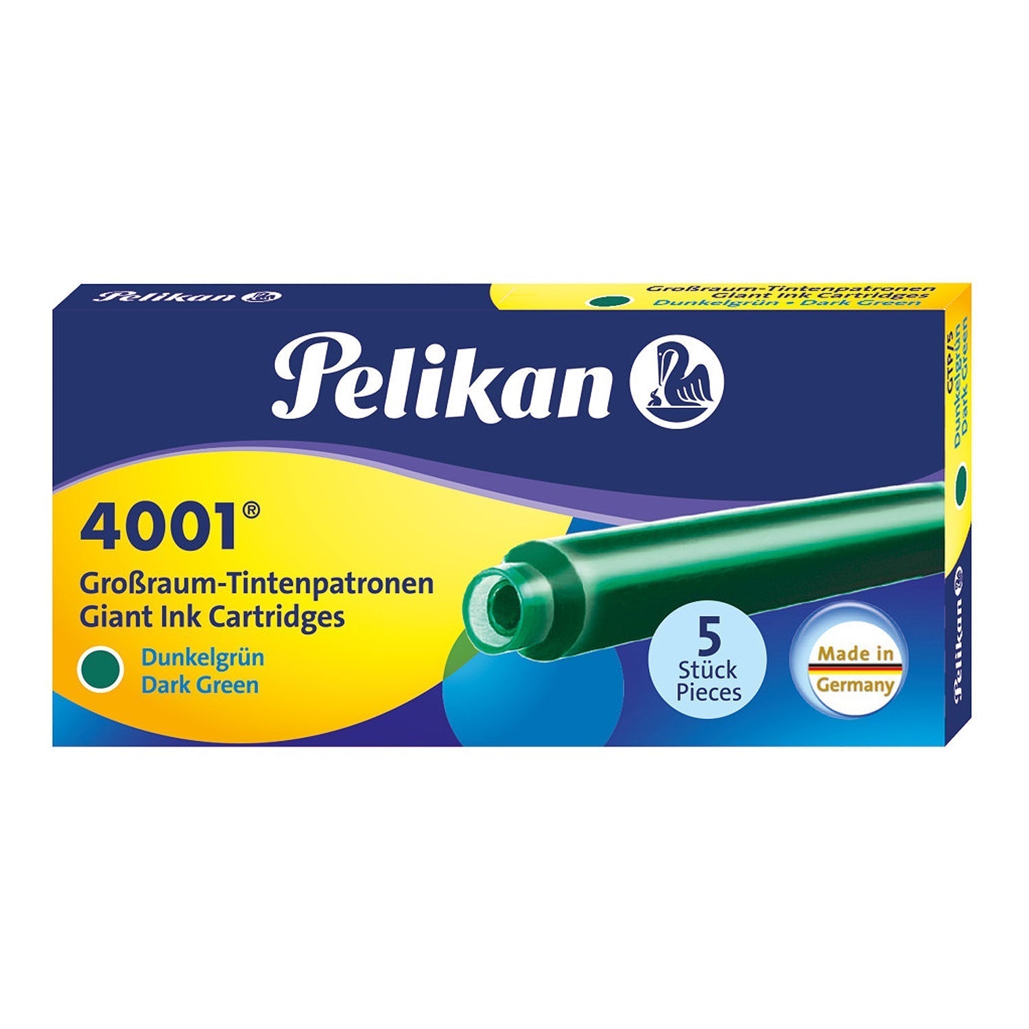 Pelikan GTP/5 Long Ink Cartridge (Dark Green - Pack of 5) 300070 Genuine original German Cartridge